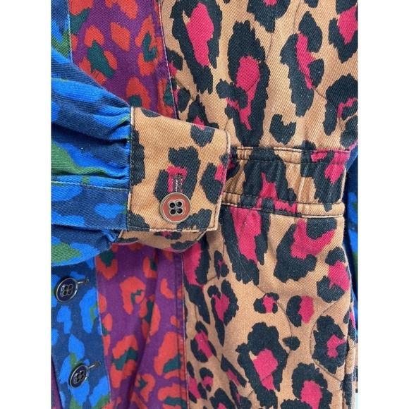 Farm Rio Small Mixed Leopard Pop Jumpsuit Coverall Size Small Cotton Denim Print - Picture 12 of 14